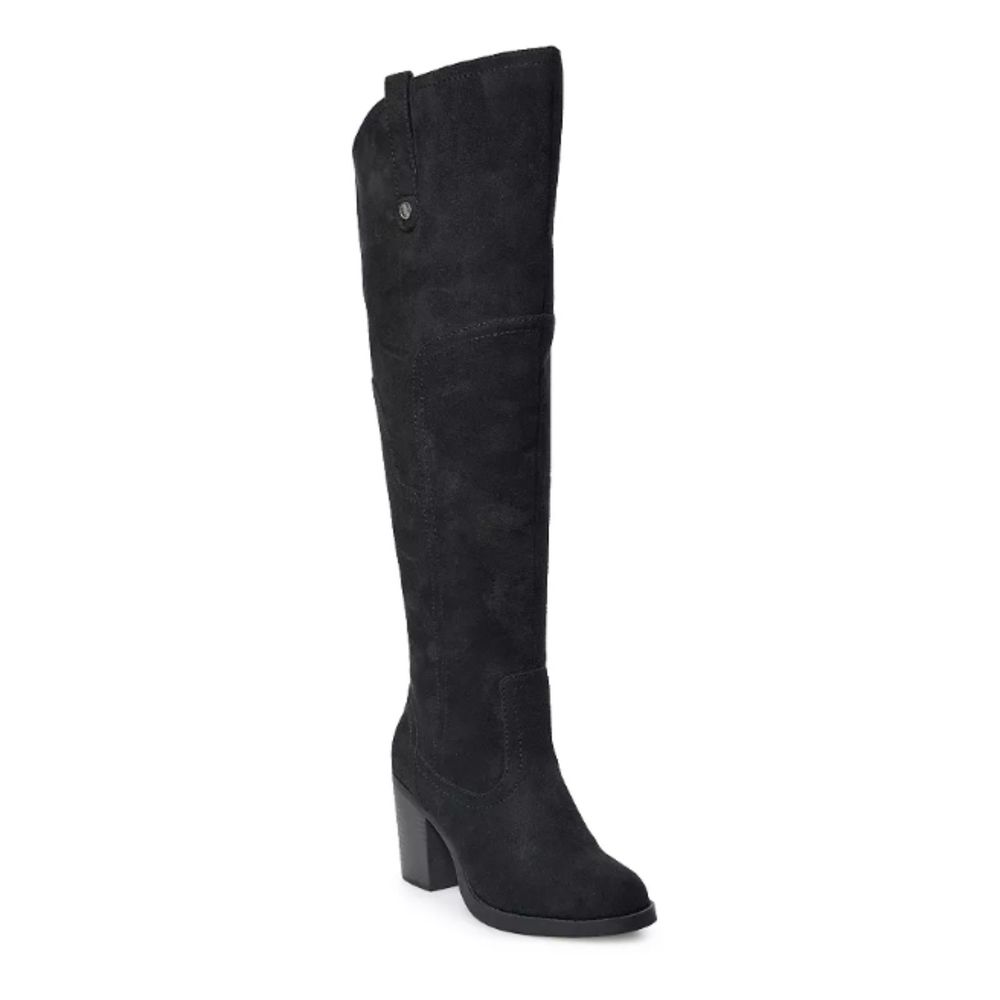 SO Zandra Women's Tall Shaft Faux Suede Black Boots, Size 7
